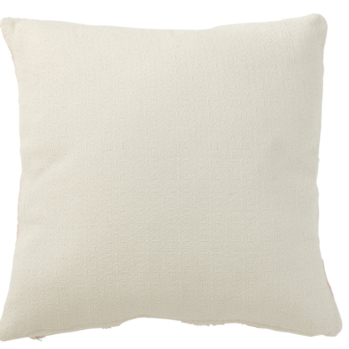 J-line - Kussen Geo Textiel Wit|lichtroze - 43x43x10cm
