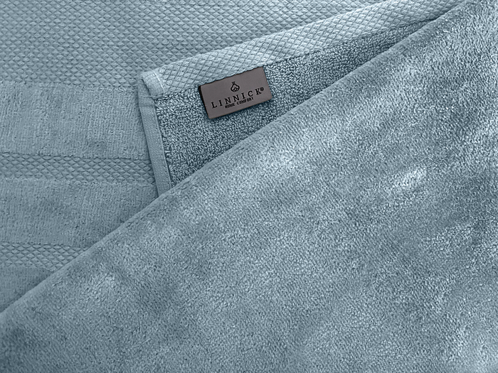 LINNICKVelours Badlaken Katoen 70x140cm - denim - Set van 4
