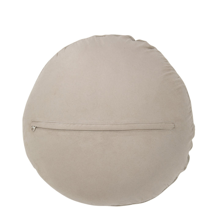 J-line - Kussen Rond Leder Grijs - 45x45x8cm