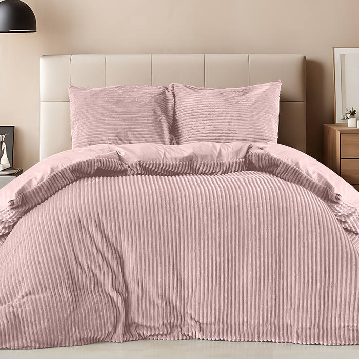 Eleganzzz Dekbedovertrek Teddy Rib Fleece - light pink