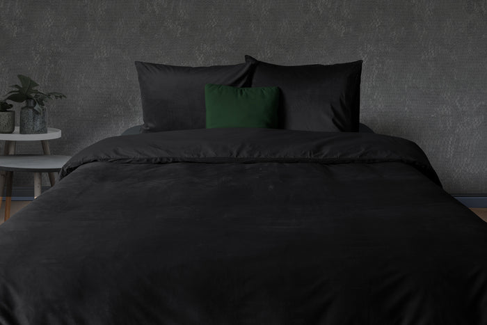 Eleganzzz Dekbedovertrek Velvet Uni - black