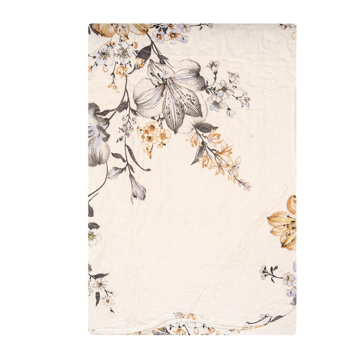 Clayre & Eef Bedsprei 180x250 cm Wit Grijs Polyester Sprei