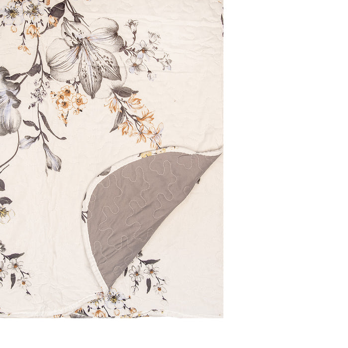 Clayre & Eef Bedsprei 180x250 cm Wit Grijs Polyester Sprei