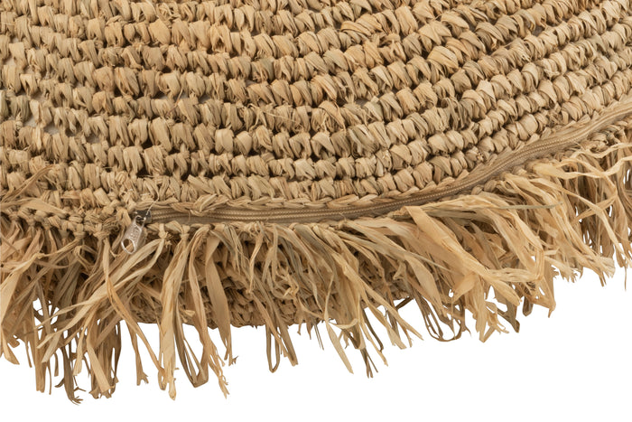 J-line - Kussen Rond Raffia Naturel - 62x62x24cm