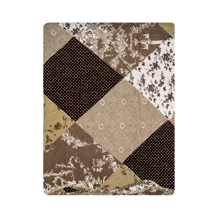 Clayre & Eef Bedsprei 230x250 cm Bruin Beige Polyester Sprei