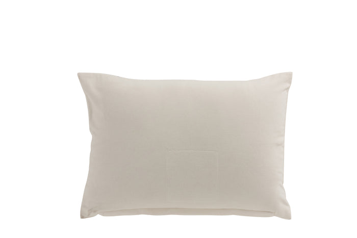 J-line - Kussen Rechthoekig Spiegelregen Velvet Wit - 50x33x8cm