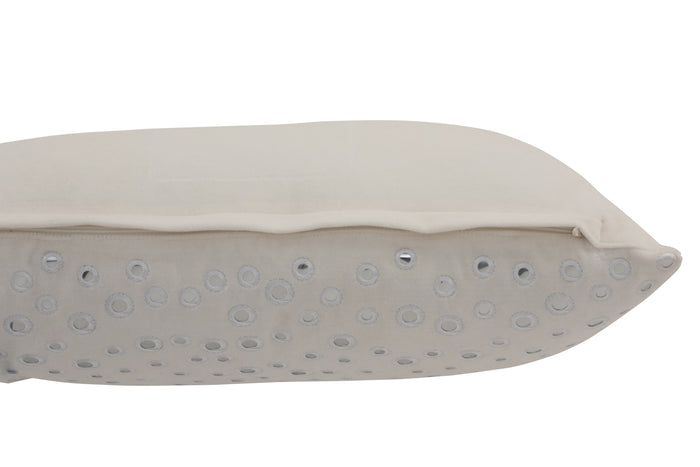 J-line - Kussen Rechthoekig Spiegelregen Velvet Wit - 50x33x8cm