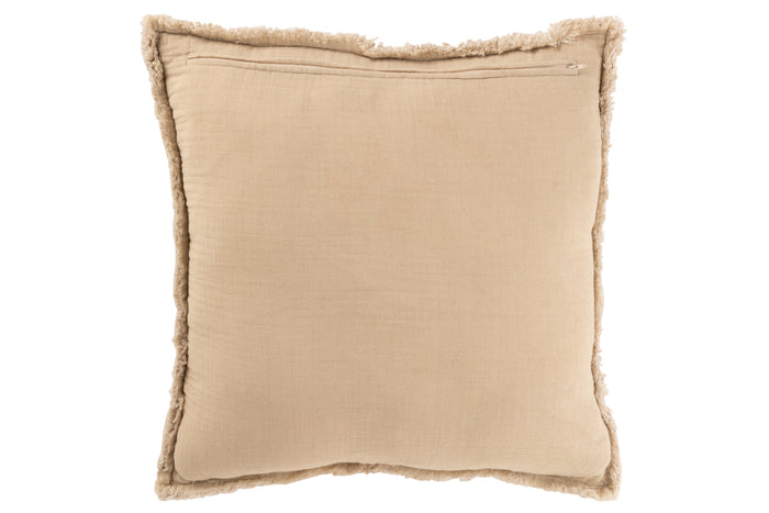 J-line - Kussen Gerafelde Randen Katoen|polyester Beige - 50x50x12cm