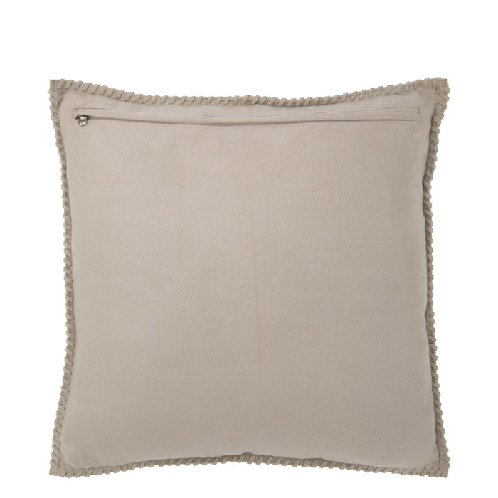 J-line - Kussen Midden Lijn Leder Grijs - 45x45x8cm