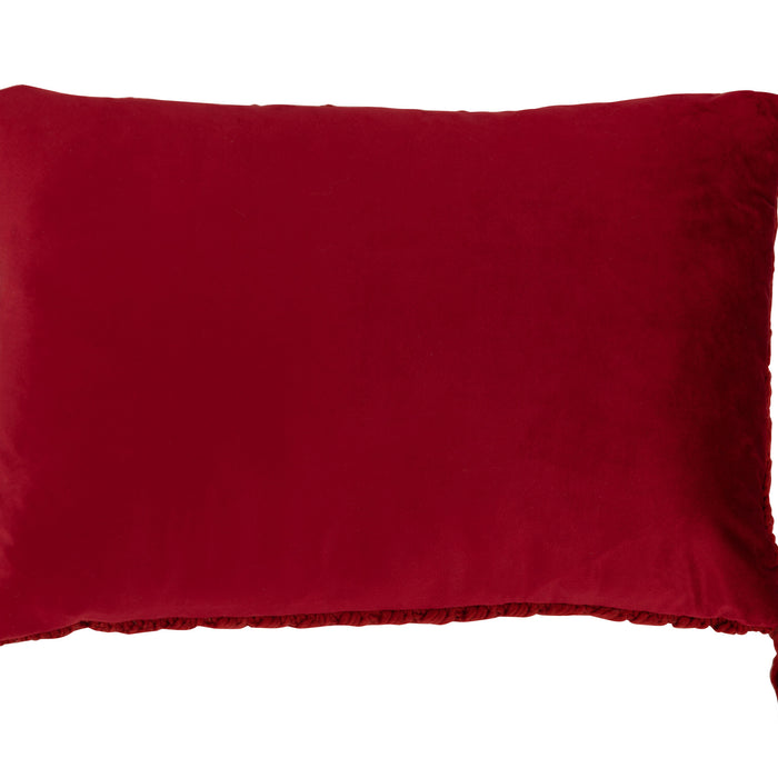 J-line - Kussen Gehaakt Kwast Acryl Rood - 58x39x10cm