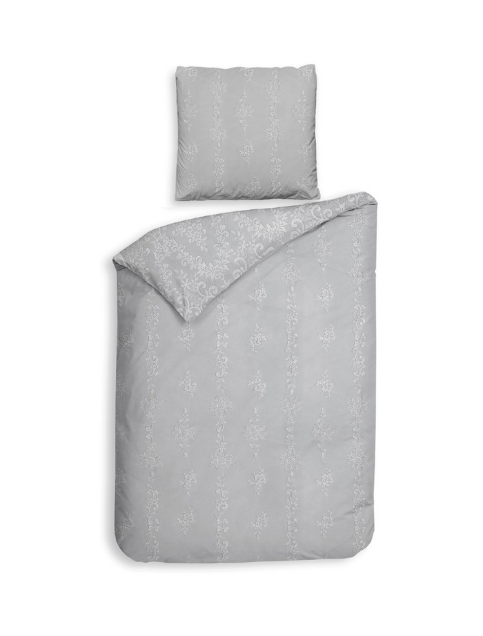 Heckett Lane Dekbedovertrek Katoen Dobby Lacey - grey