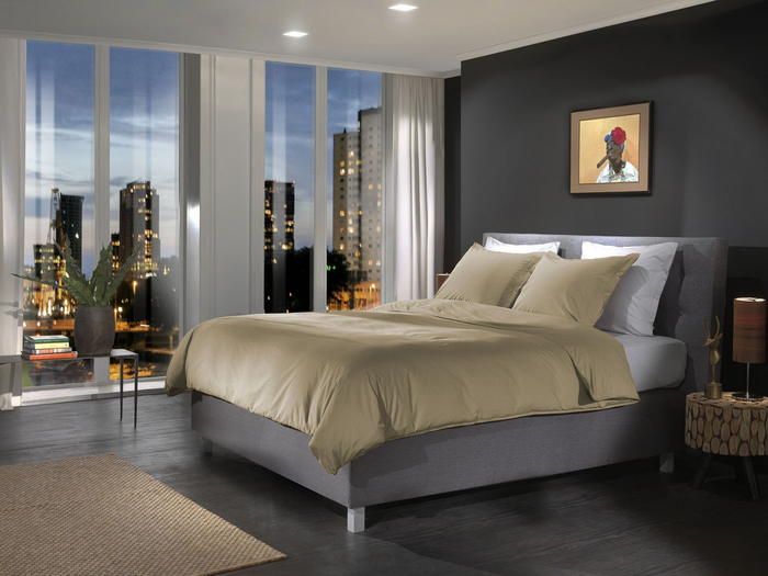 Yellow Dekbedovertrek Percale safari sand