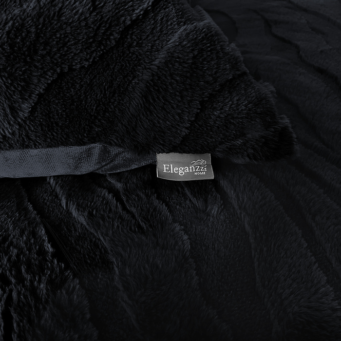 Eleganzzz Dekbedovertrek Jacquard Rabbit Fur - black