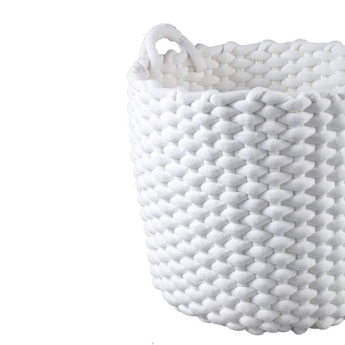 PTMD Olliver White Velvet Rope Basket With Handles SV2