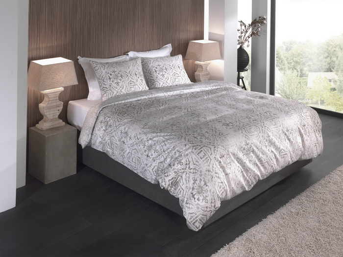 Heckett Lane Dekbedovertrek Katoen Satijn Esmeralda - beige