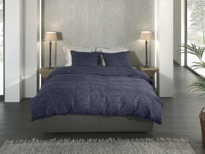 Heckett Lane Dekbedovertrek Flanel Alloro - dark blue