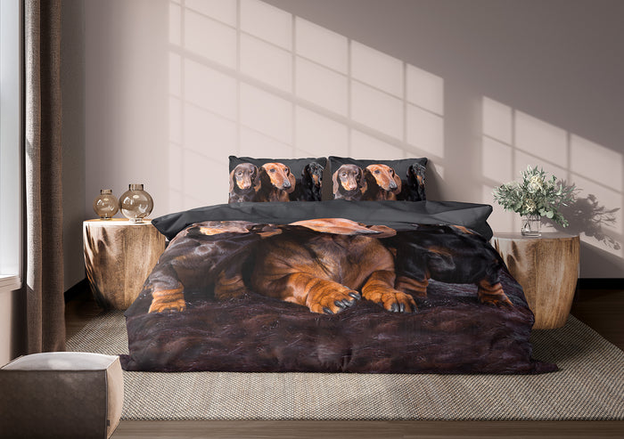 Eleganzzz Dekbedovertrek Micropercal Teckels - black