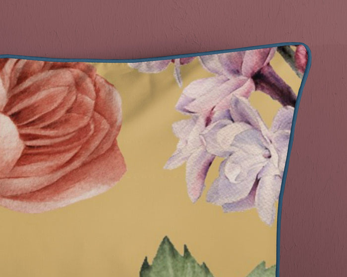 Descanso Dekbedovertrek Biologische Katoen Satijn Fiori - ochre