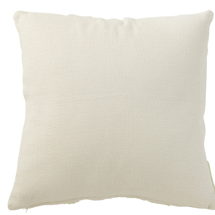 J-line - Kussen Geo Textiel Wit|muntgroen - 43x43x10cm