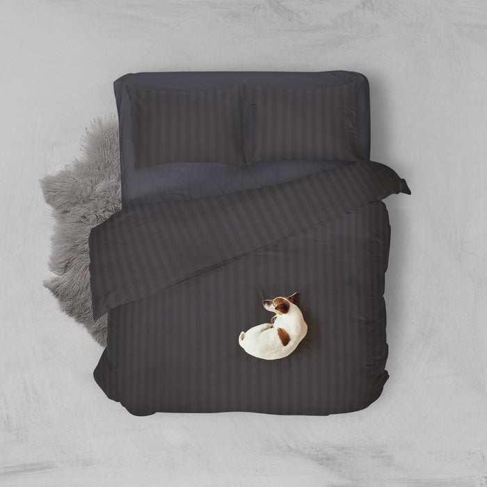 Eleganzzz Dekbedovertrek Hotel Kwaliteit Satijn Streep antraciet