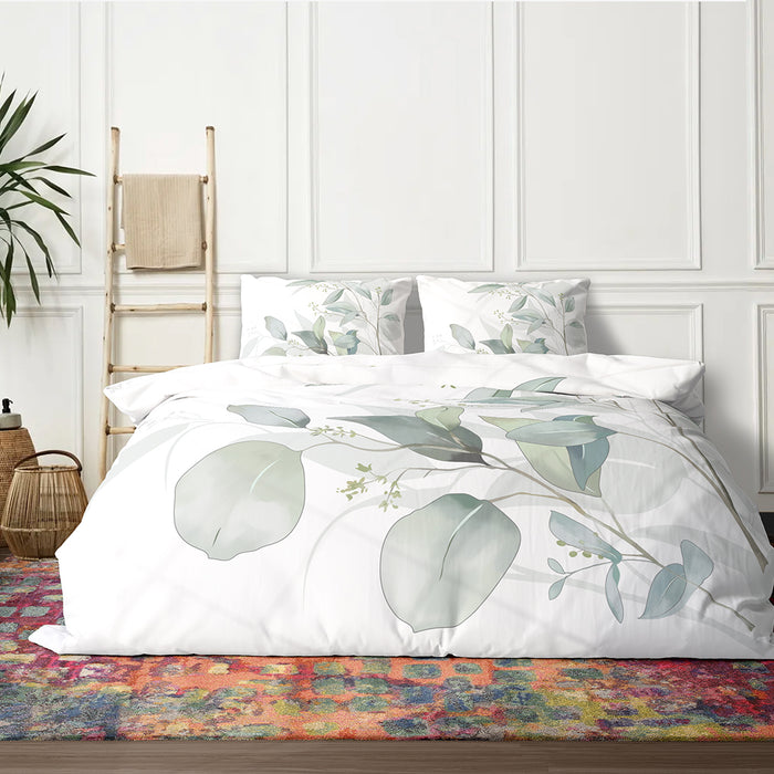 Eleganzzz Dekbedovertrek Micropercal Leaf Artistry - green