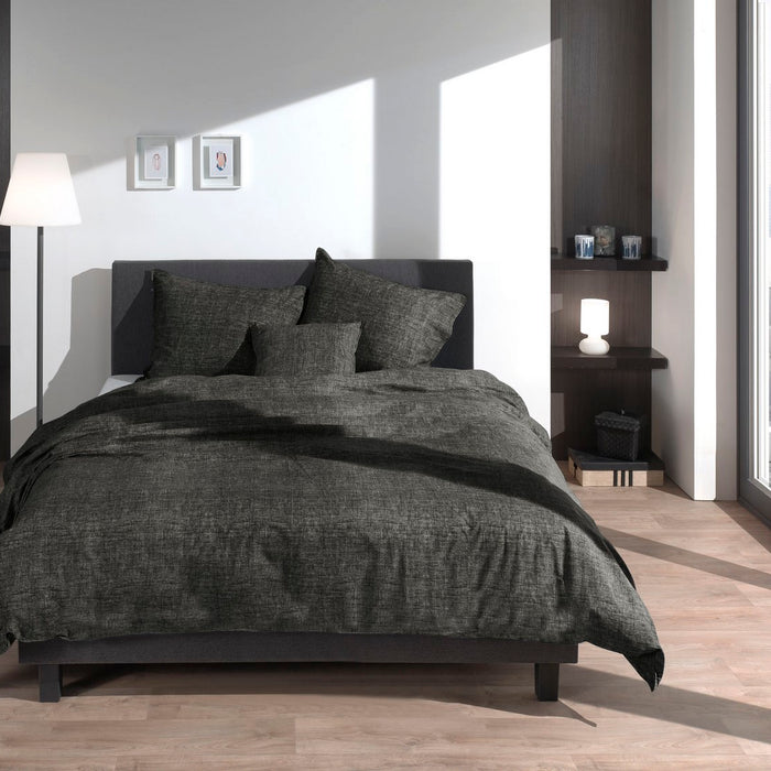 Zo Home Dekbedovertrek Katoen Lino Linnen Look - midnight black