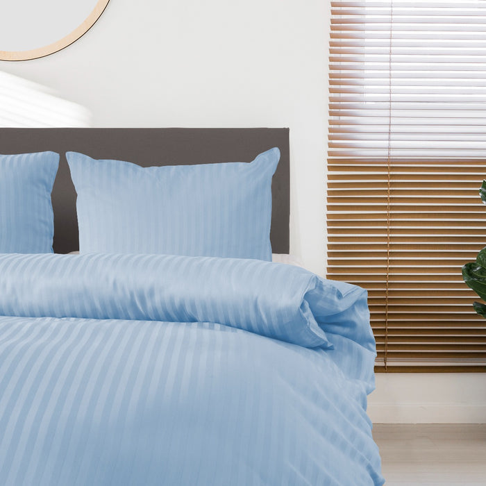 Eleganzzz Dekbedovertrek Hotel Kwaliteit Satijn Streep baby blauw