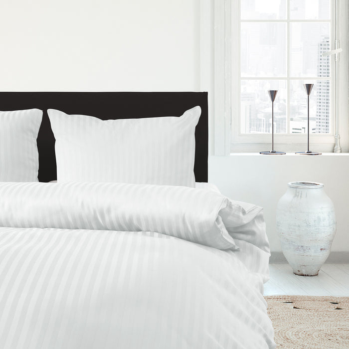 Eleganzzz Dekbedovertrek Hotel Kwaliteit Satijn Streep wit
