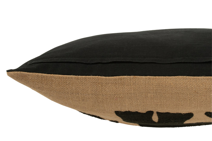 J-line - Kussen Olifant Textiel Naturel|zwart Large - 60x60x11.5cm
