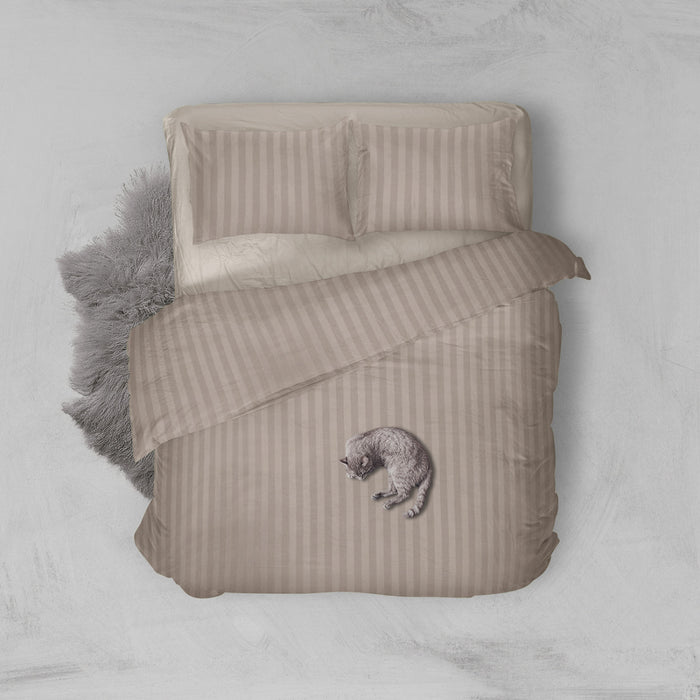 Eleganzzz Dekbedovertrek Hotel Kwaliteit Satijn Streep zand