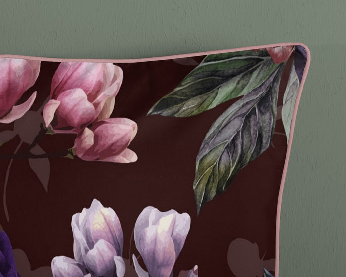 Descanso Dekbedovertrek Biologische Katoen Satijn Bloomie - bordeaux