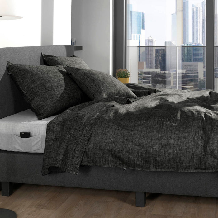 Zo Home Dekbedovertrek Katoen Lino Linnen Look - midnight black