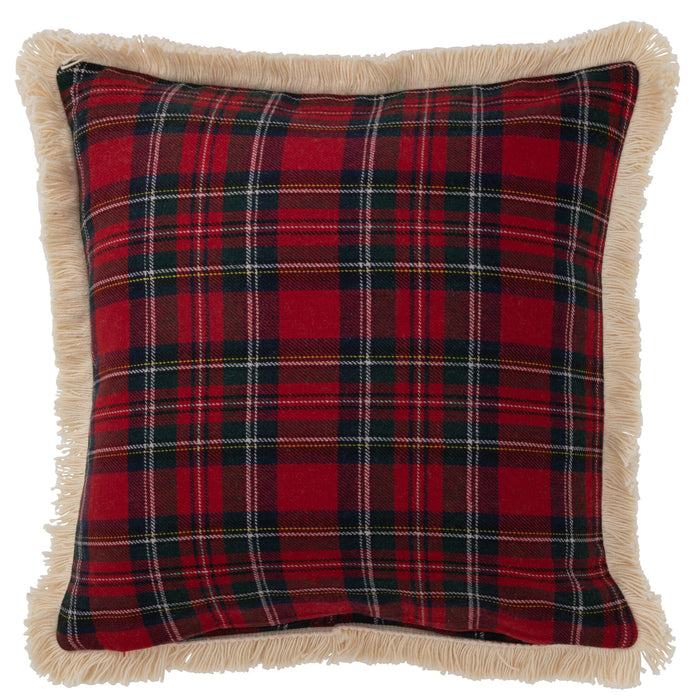 J-line - Kussen Ruit Famille Rood|groen - 45x45x12cm