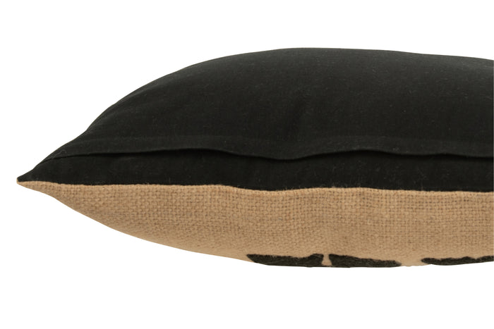 J-line - Kussen Olifant Textiel Naturel|zwart Small - 45x45x10.5cm