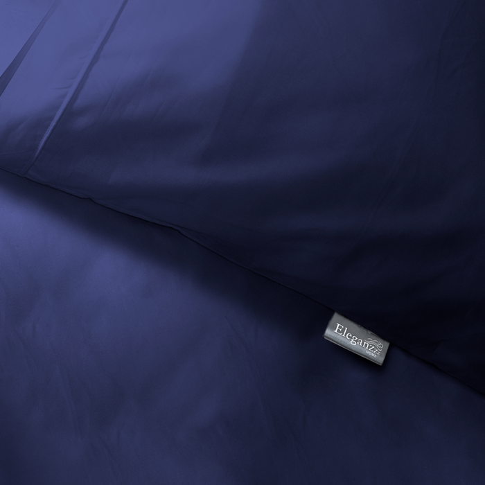 Eleganzzz Dekbedovertrek Uni Percal Katoen Met Bies - donker blauw