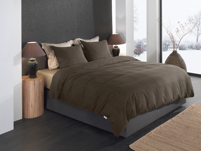 Heckett Lane Dekbedovertrek Flanel Franela - coffee quartz