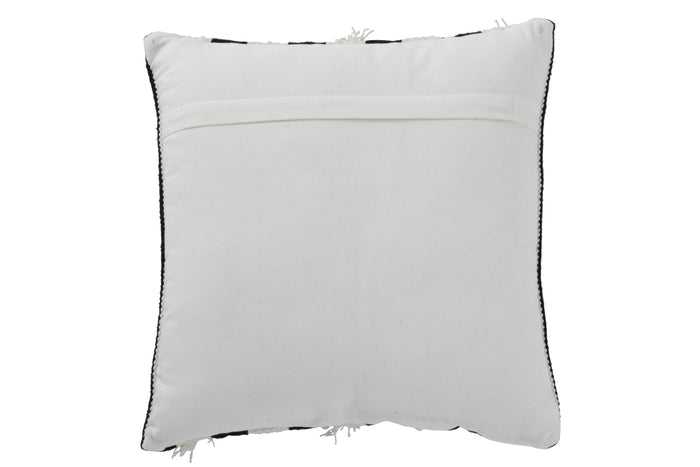 J-line - Kussen Streep Monochroom Katoen Zwart|wit - 45x45x3.8cm