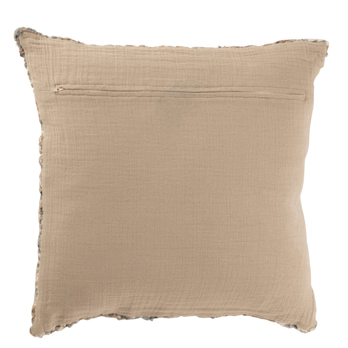 J-line - Kussen Tweed Acryl|katoen Lichtblauw|beige - 45x45x12cm