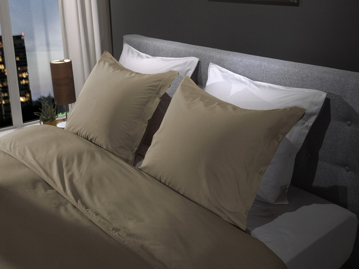 Yellow Dekbedovertrek Percale pine taupe
