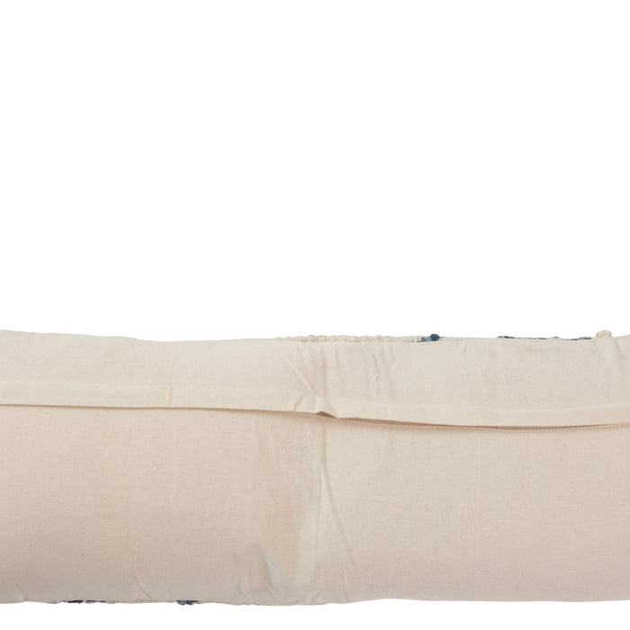 J-line - Kussen Denim Rechthoek Katoen Blauw|wit - 90x33x15cm