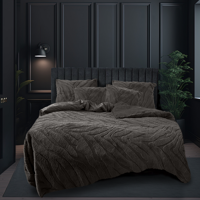 Eleganzzz Dekbedovertrek Jacquard Rabbit Fur - taupe grey