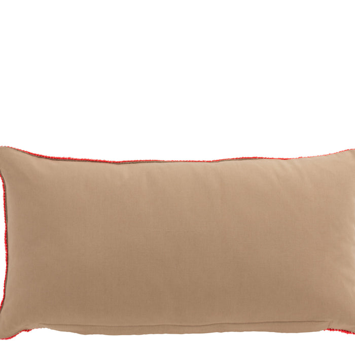 J-line - Kussen Rechthoekig 3 Spiegels Jute Naturel|roze - 64x34x5cm