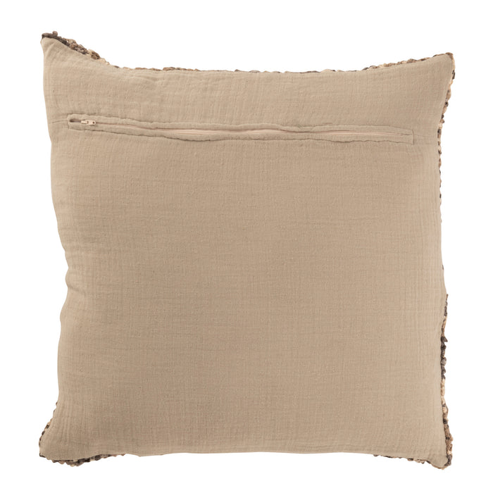 J-line - Kussen Tweed Acryl|katoen Bruin|beige - 45x45x12cm