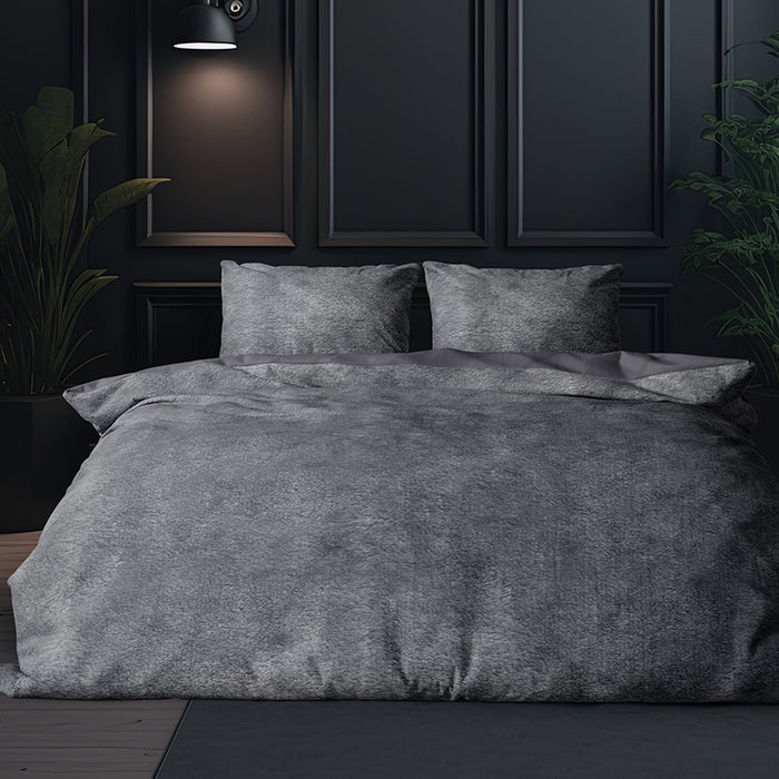 Eleganzzz Dekbedovertrek Flanel Fleece - dark grey