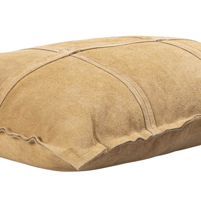 PTMD Cobie Camel Suede Leather Cushion Rectangle