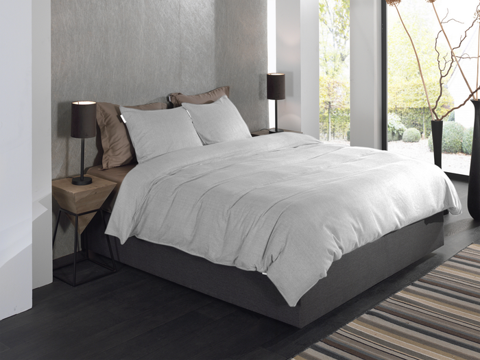 Heckett Lane Dekbedovertrek Flanel Spina - light grey