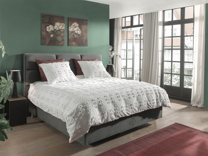 Yellow Dekbedovertrek Katoen Falk - white