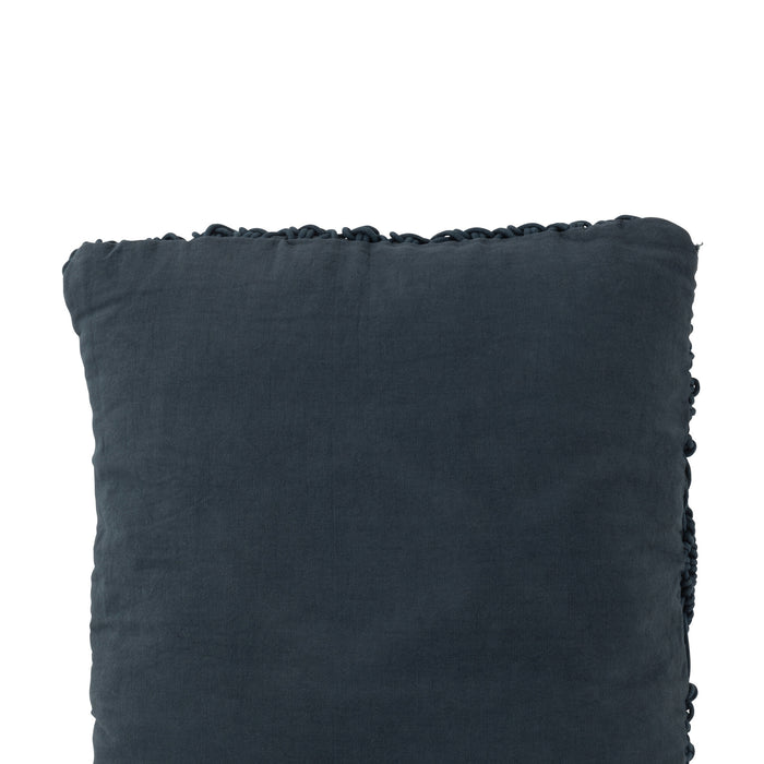 J-line - Kussen Macrame Vierkant Katoen Blauw - 45x45x4cm