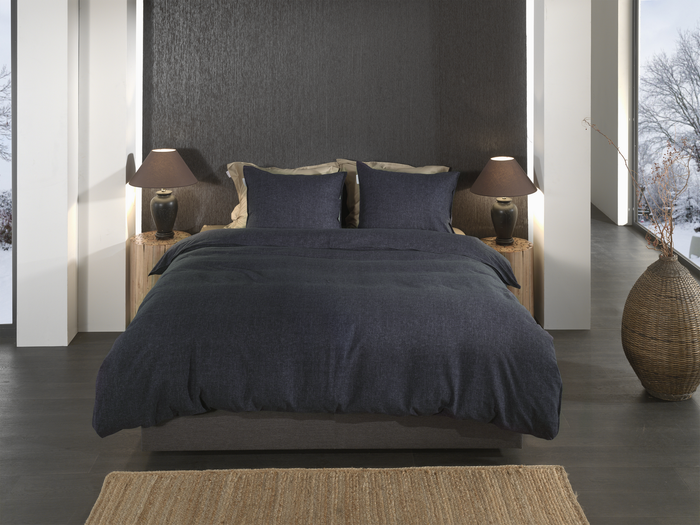 Heckett Lane Dekbedovertrek Flanel Franela - dark blue