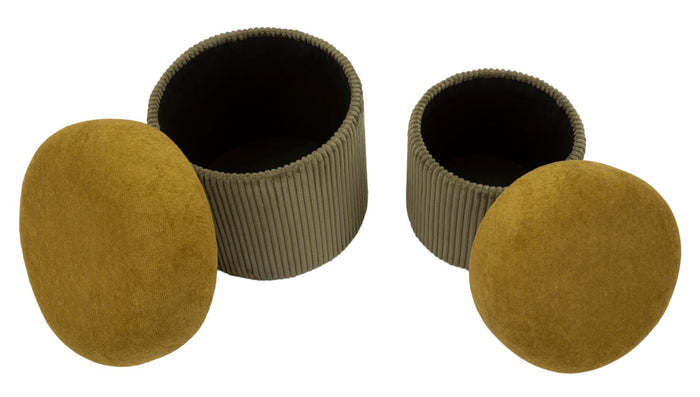 Set van 2 poef container groen cm ø 42x44-35x37